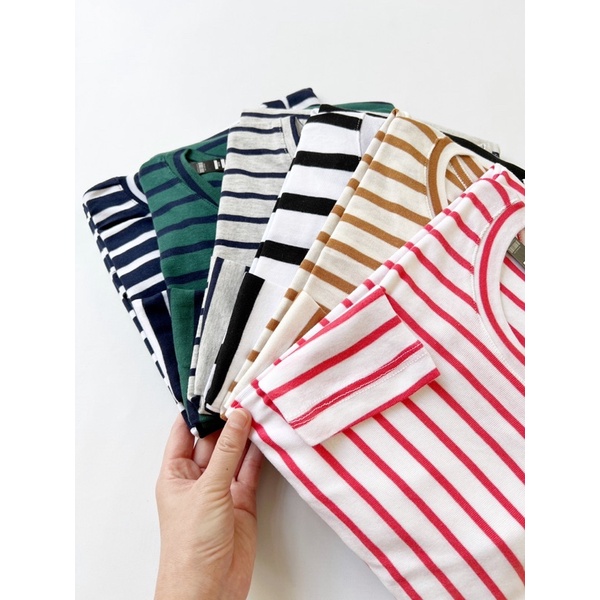 READYBASIC - BAJU KAOS LENGAN PANJANG BAHAN RIBB HALUS -STRIPE TEE 5 COLORS