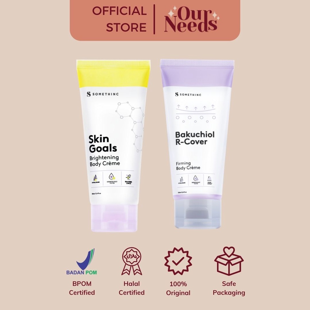 SOMETHINC Bakuchiol R-Cover Firming Body Crème / SKIN GOALS Brightening Body Crème - Krim Menyamarka
