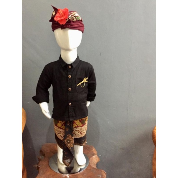 Setelan Udeng Kamen Songket Pakaian Adat Bali Anak Laki umur 0-1 thn kamen dasar batik