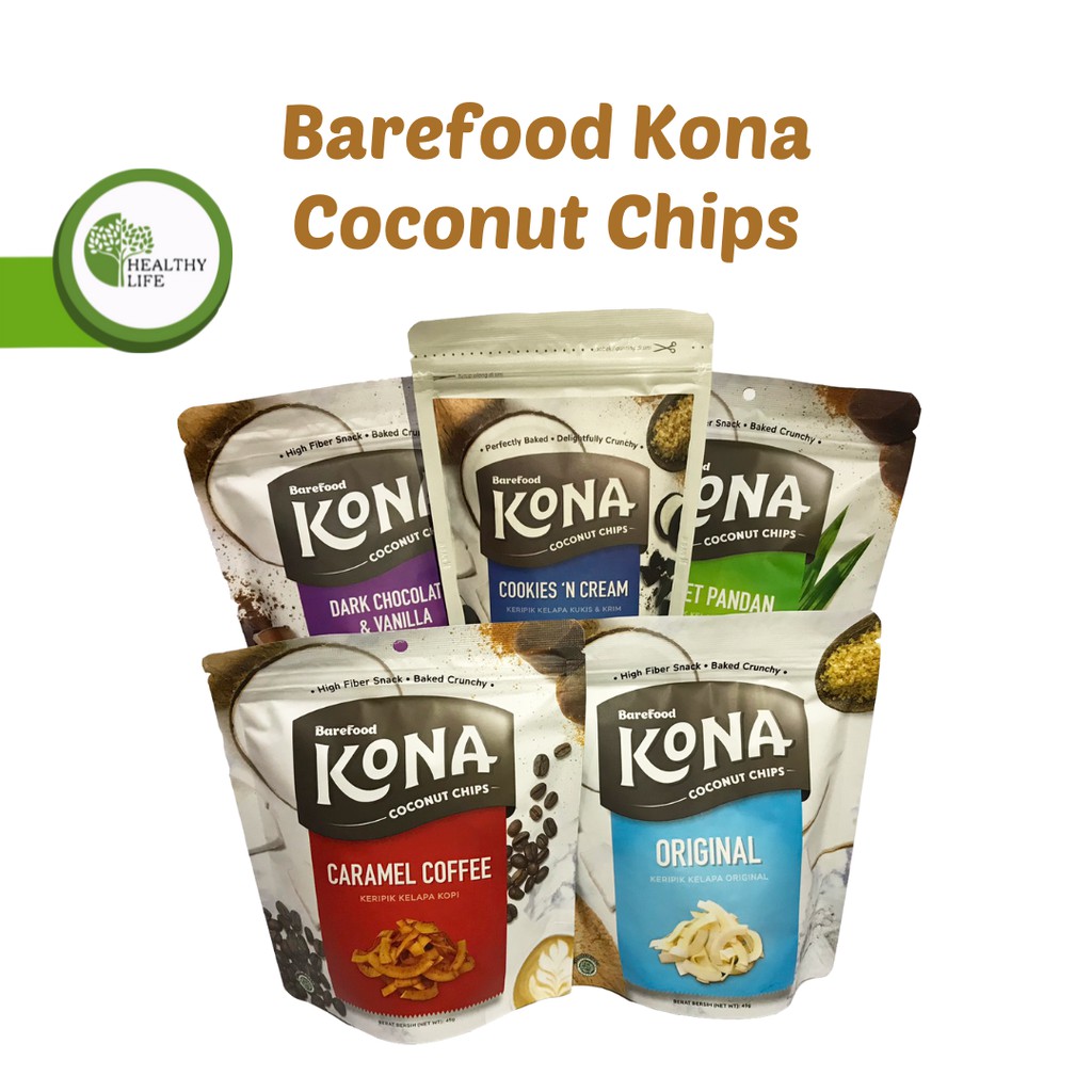 Jual Barefood Kona Coconut Chips 45 gr Shopee Indonesia