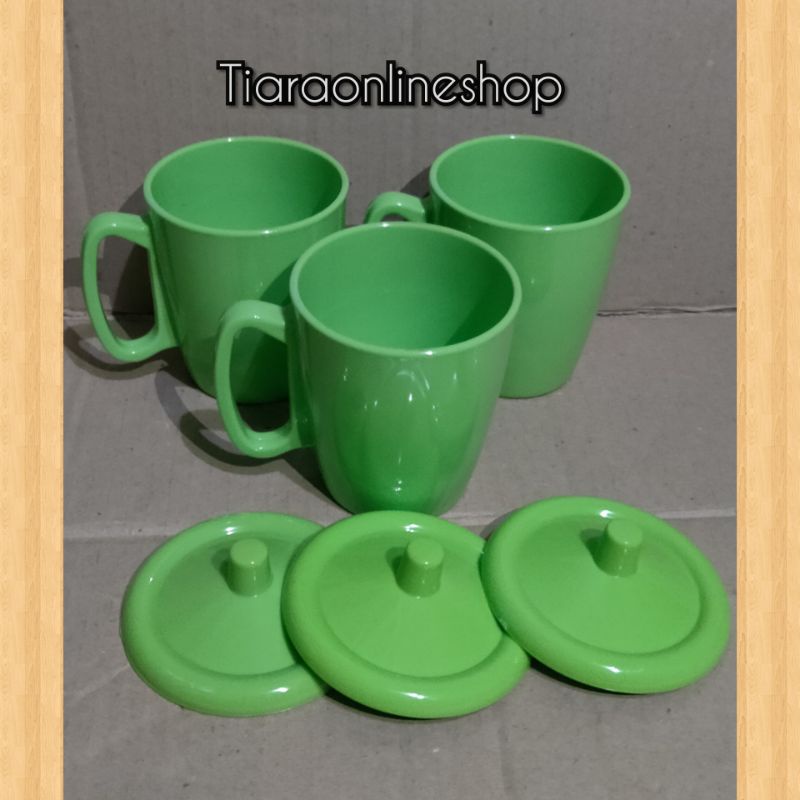 Gelas mug melamin tutup (diameter 8cm)/gelas melamin tahan panas/dingin goodgrade