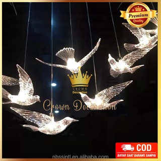 Lampu Burung Akrilik Burung Plastik isi 10 pcs led dekorasi pelaminan import/lampu gantung hiasan import