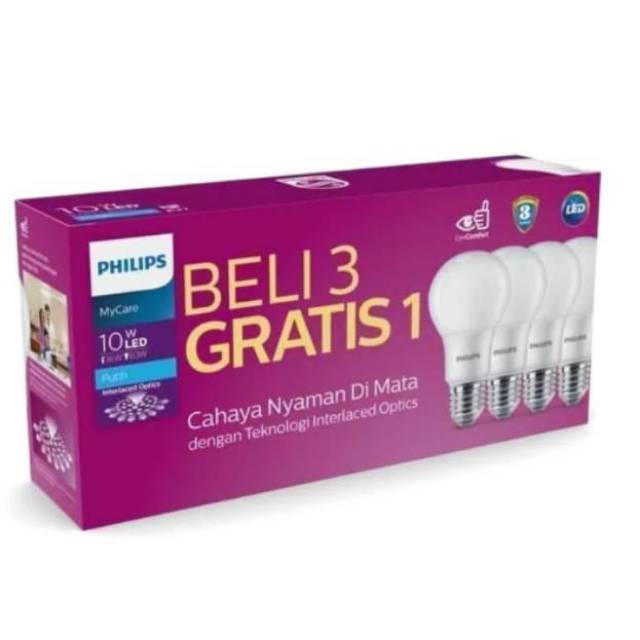PAKET Lampu LED Philips 10 watt Bohlam Lampu Philips 10w Led bulb (Paket isi 4 pcs)