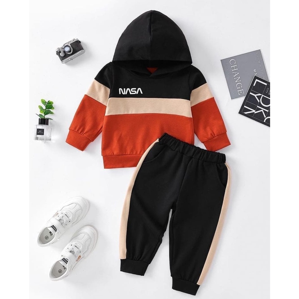 Plazababyku PASSWORD NASA HOODIE Setelan Sweater 1 - 7 Tahun Baju Anak BerKualitas