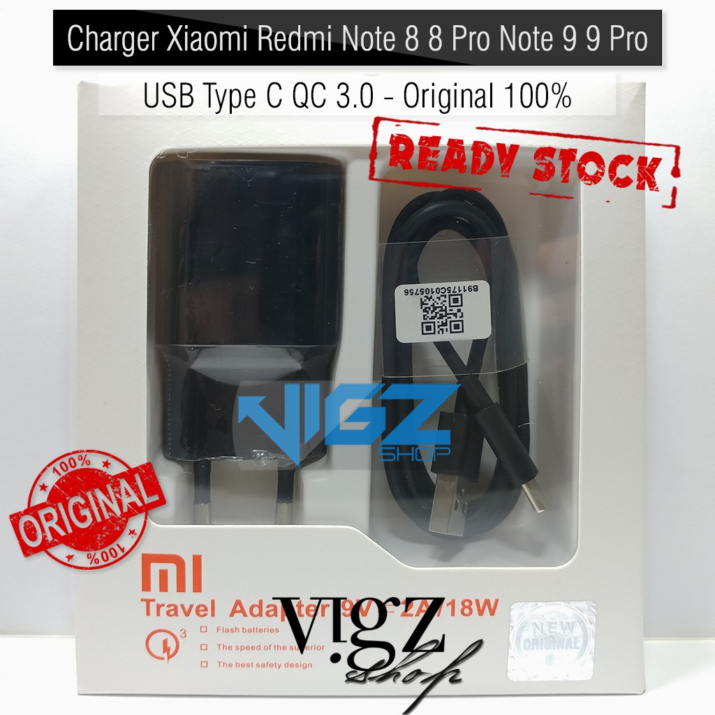 Charger Xiaomi Redmi Note 8 8 Pro Note 9 9 Pro MiA2 USB Type C QC 3.0 Original 100%