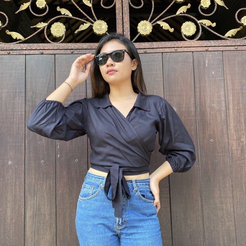 WRAP TOP BLOUSE | OUTER | CROP TOP RAYON | ATASAN WANITA