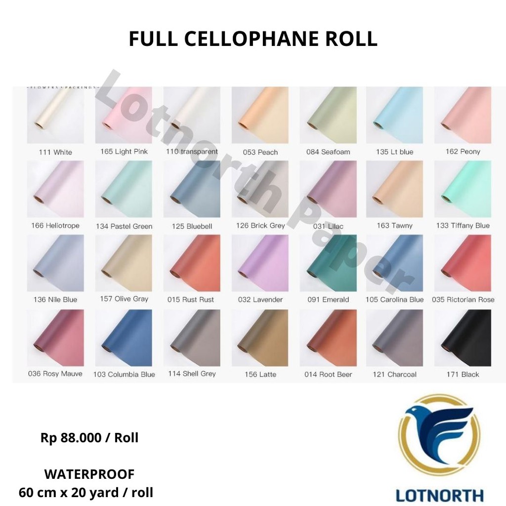 

FULL COLOR CELLOPHANE ROLL 20 YARD KERTAS BUNGA 20m OPP ROLL GROSIR WRAPPING PAPER GULUNGAN