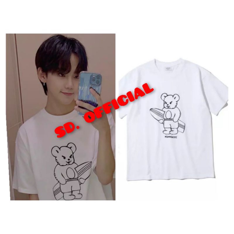 Kaos Tresure Hyunsuk Surfing Bear DTF Print