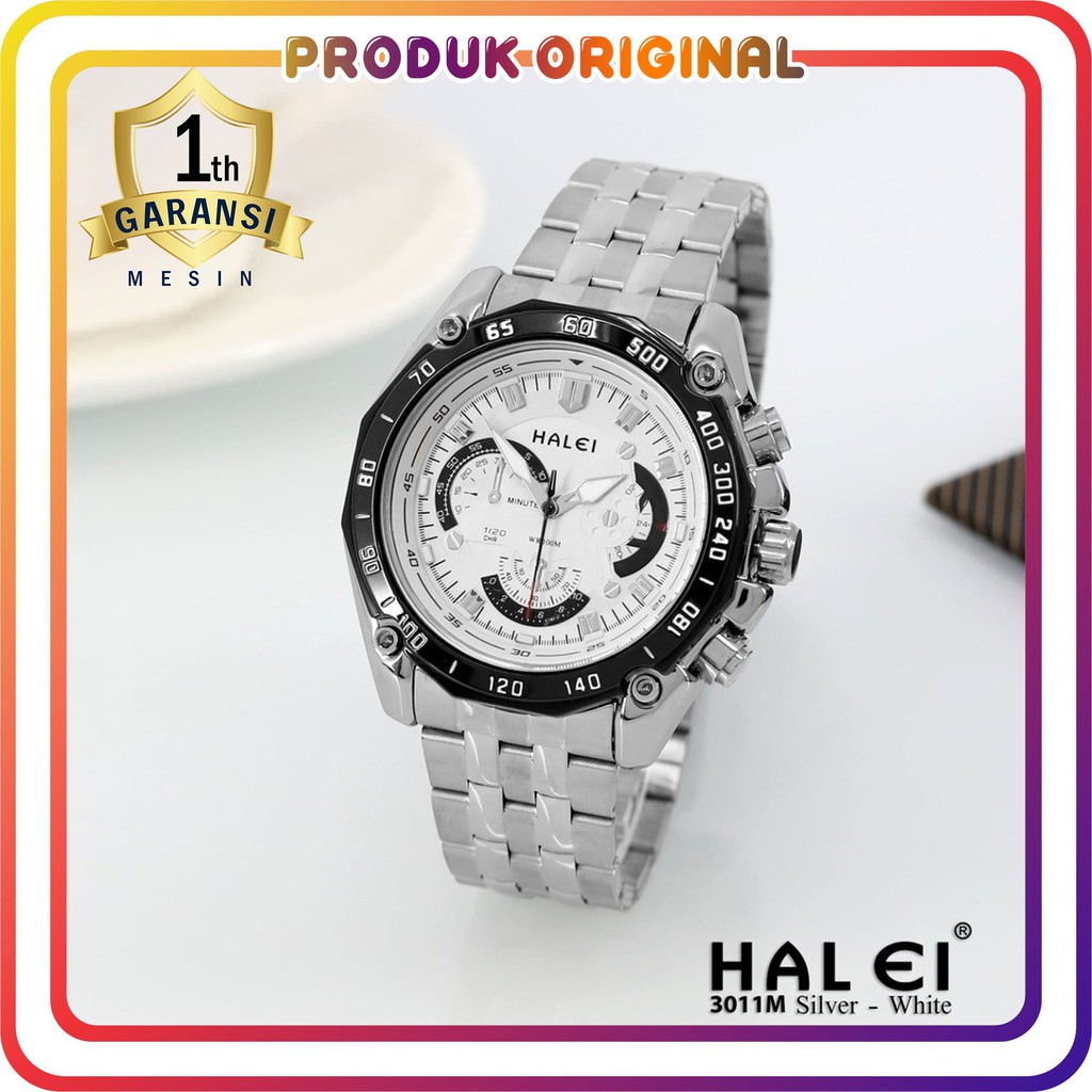 COD JAM TANGAN PRIA HALEI ORIGINAL 3011 RANTAI STAINLESS STEEL SPORT WATER RESISTANT TERLARIS