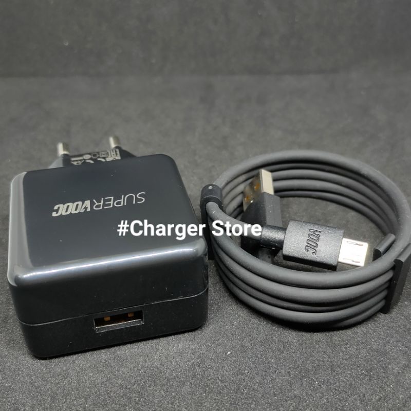 Charger Oppo Hitam 5V 4A Micro USB SUPER VOOC Fast Charging