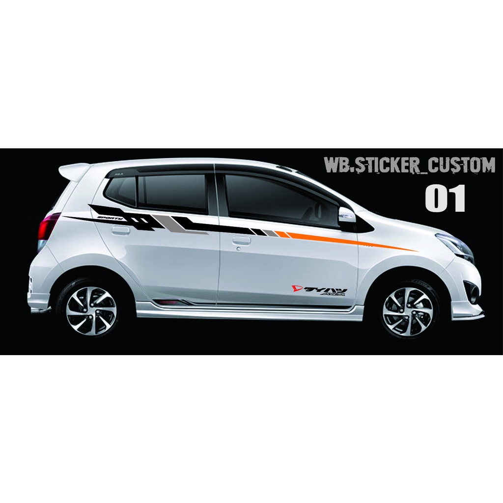 sticker variasi body samping mobil ayla cutting sticker decal variasi simple ayla