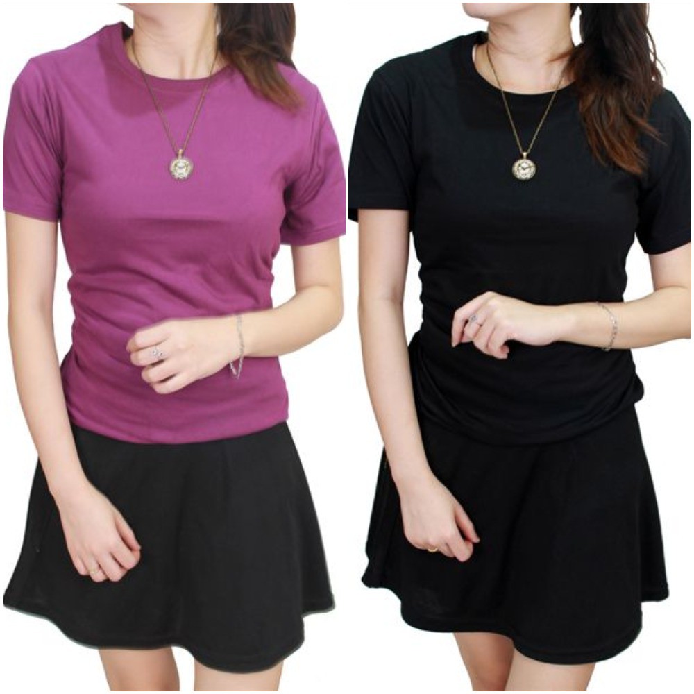 Kaos Polos Wanita Pendek - Oneck / Basic Tshirt Oneck 100% Cotton Combed - POL (COMB)