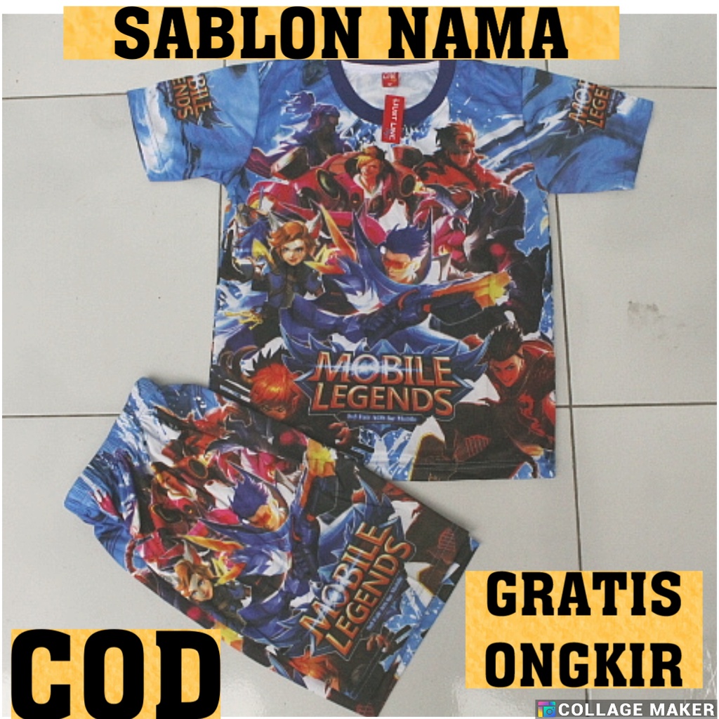 cod kaos free fire /setelan mobile legend  usia 2-12thn