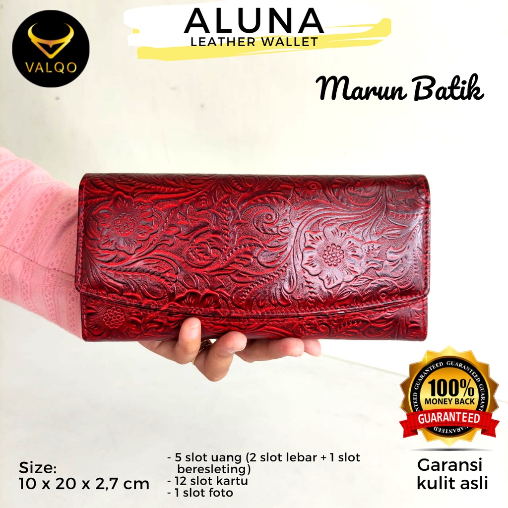 [VALQO] Dompet ALUNA MOTIF Kulit Sapi motif Batik BY kartu wanita cewek perempuan bisa COD