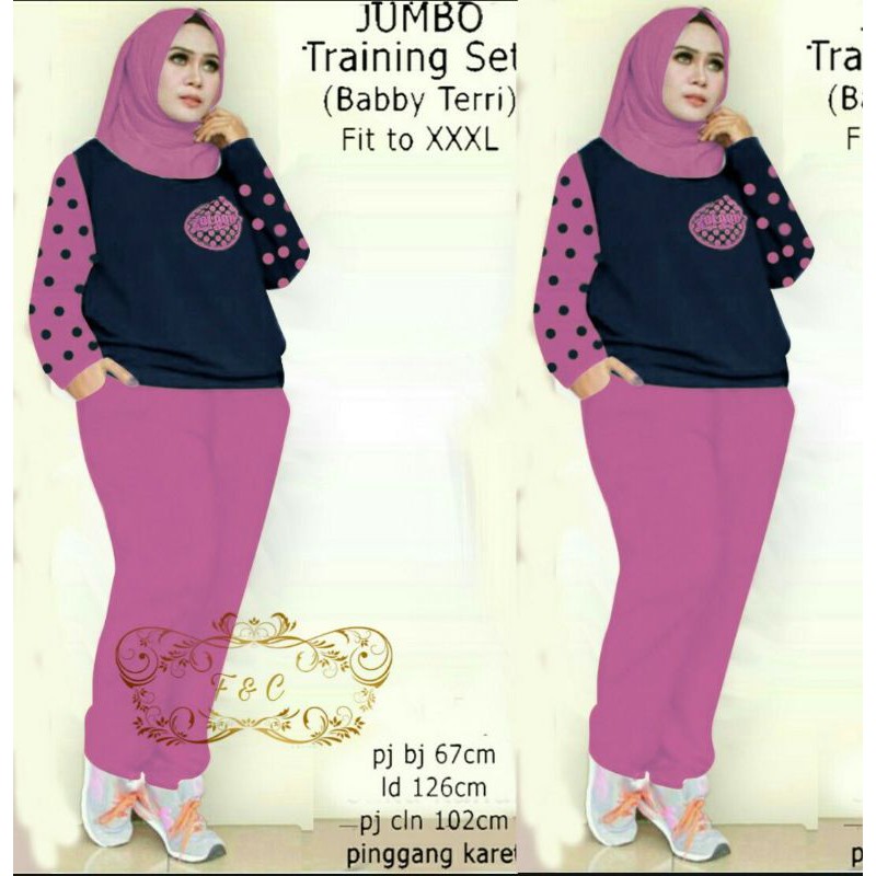 Set Training Wanita SHAIRAH  Uk. Jumbo/ Setelan Baju Olah Raga Wanita