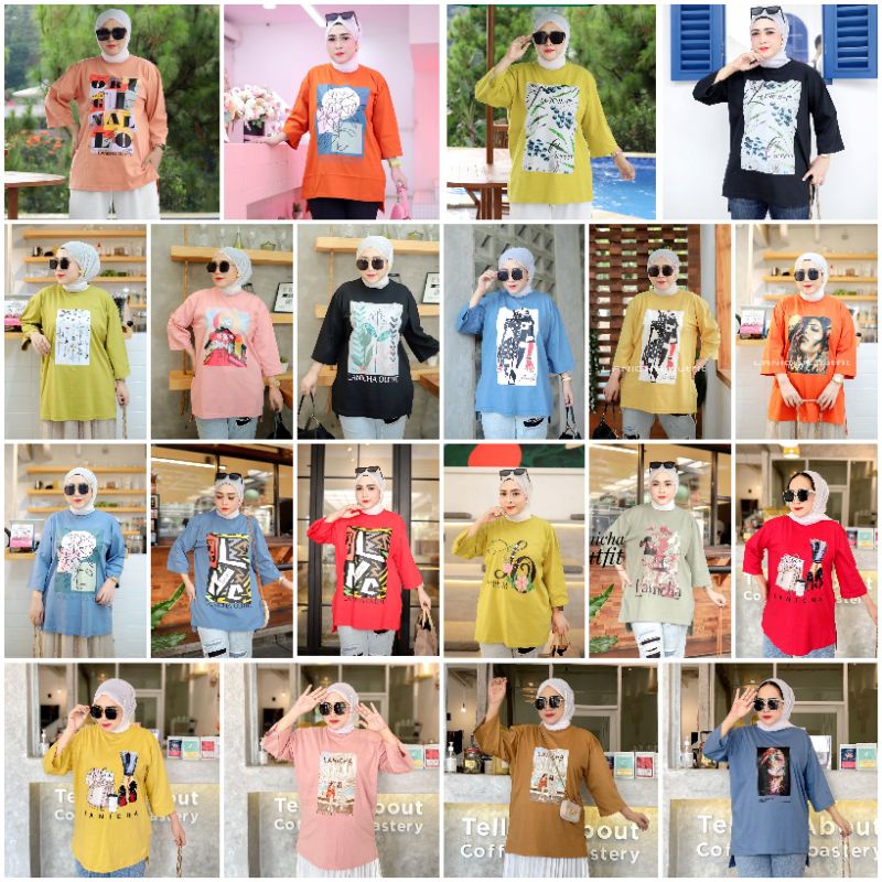 Tunik oversize Lanicha / Top Lanicha Original / Kaos Muslim Wanita