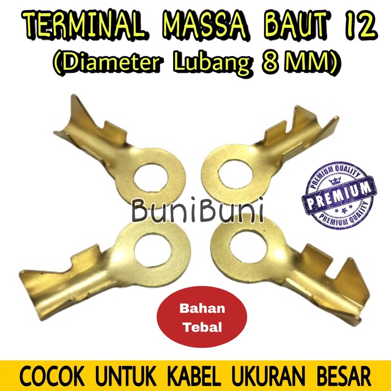 Terminal Skun Massa Ring Baut 12 TEBAL - M8 Diameter Lubang 8 MM Untuk Kabel Ukuran Besar - ECERAN