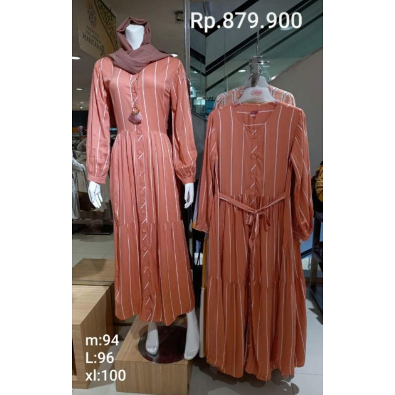 Gamis Rilley 100% ORI motif Stripe free masker