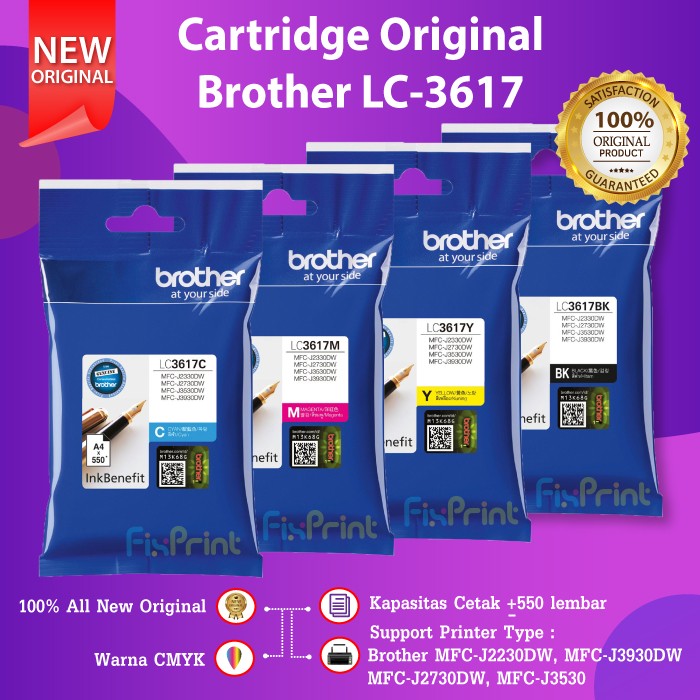 Cartridge Brother LC3617 Magenta Tinta J2730DW J3530DW J3530 J3930DW FI625