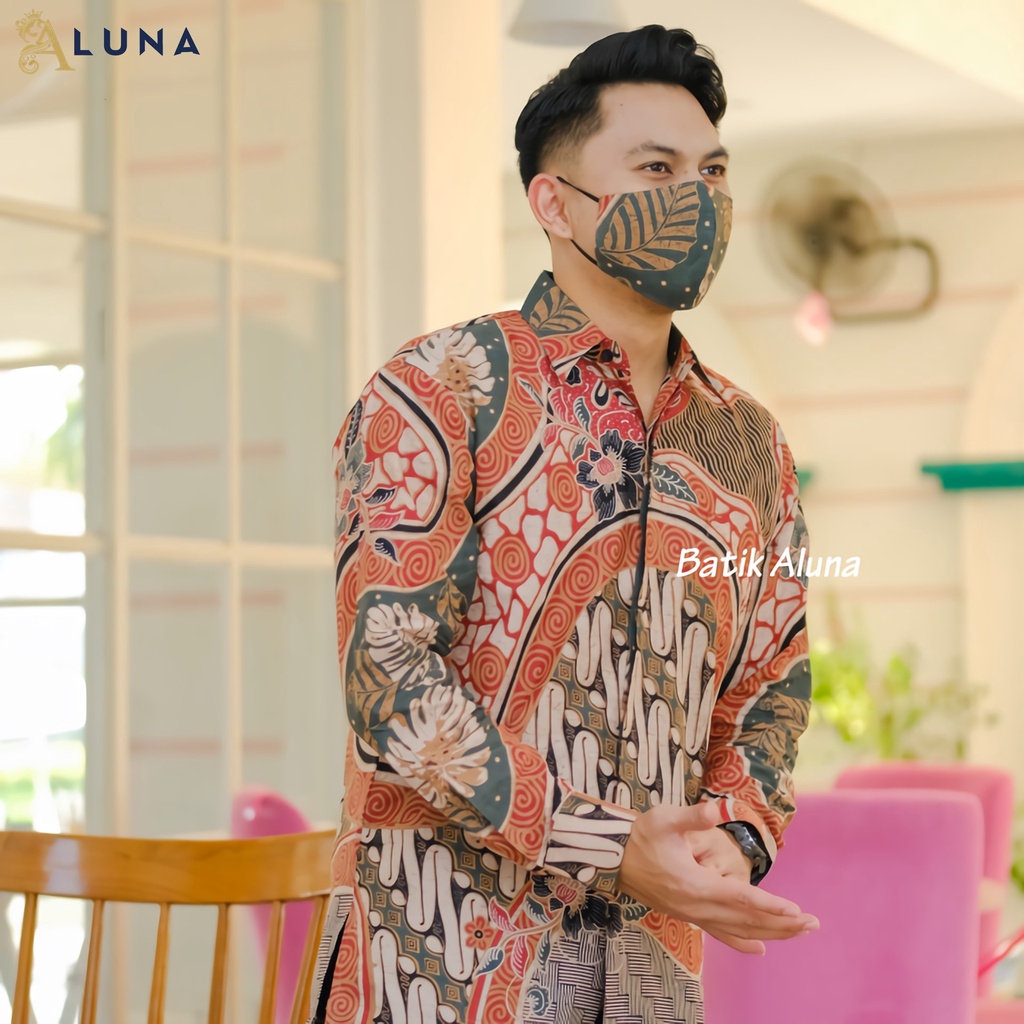 KEMEJA BATIK PRIA PREMIUM LENGAN PANJANG REGULAR BATIK ALUNA PCW 023