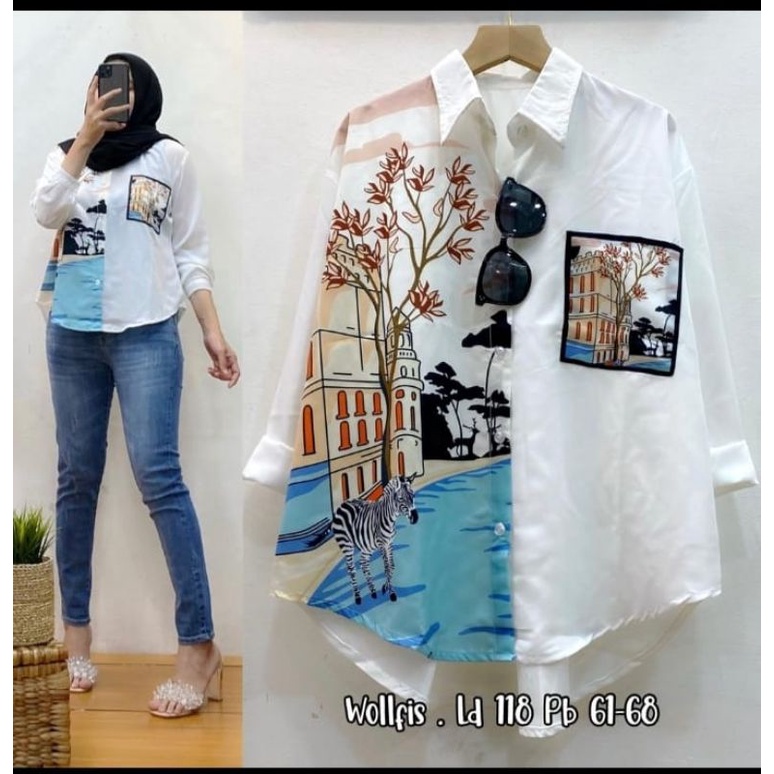 KEMEJA WANITA BORDIR BUNGA SULAM STRIMIN FASHION WANITA JUMBO BIG SIZE ATASAN KANTOR PAKAIAN KERJA C