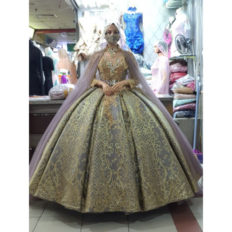 GAUN BARBIE CANTIK BELIMBING SUPER MEWAH  BEREKOR/BAJU PENGANTIN MODERN/GAUN WEDDING PAYET FUL