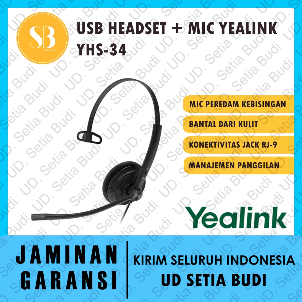 USB Headset Yealink YHS-34 Headphone Mic YHS34