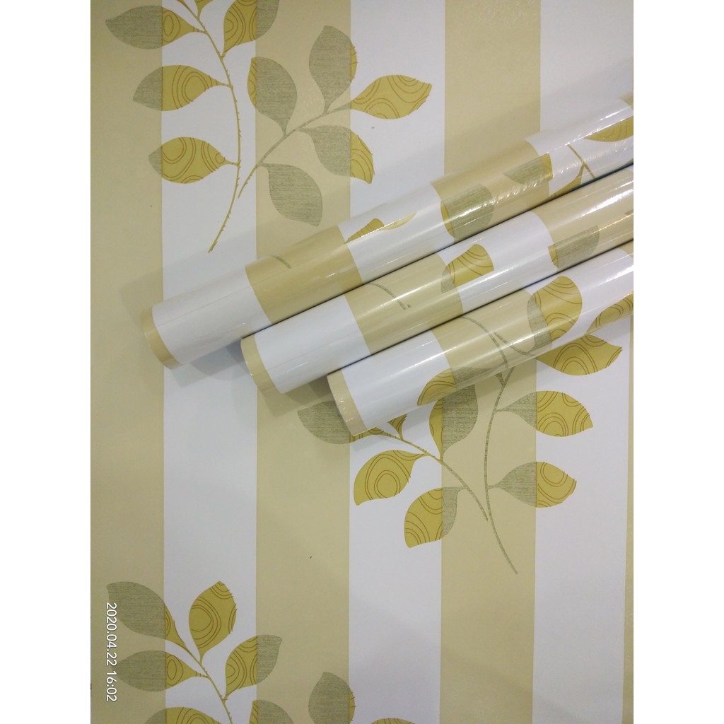 Wallpaper Stiker Dinding Motif Daun Pucat Ukuran 10m x 45cm