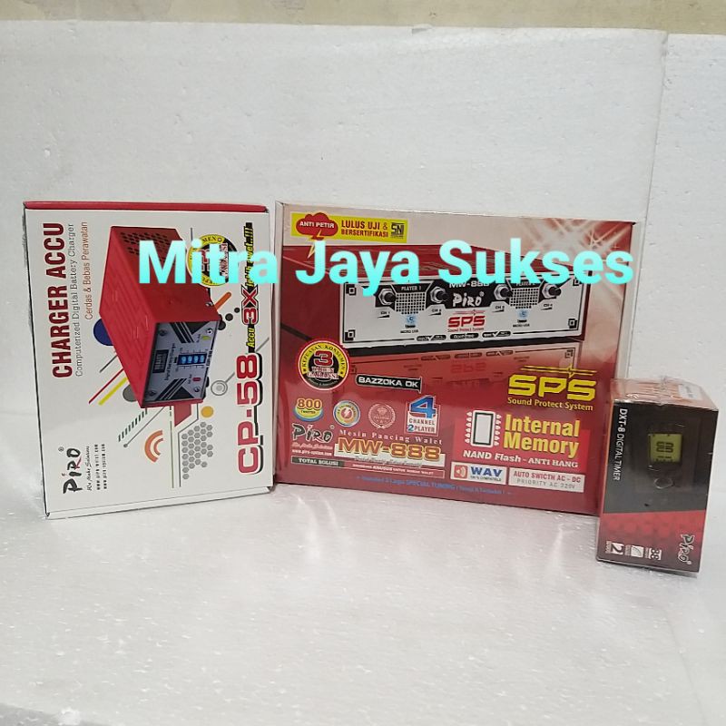 Paket Ampli Piro MW 888 + Timer Piro + Charger Aki Piro CP 58