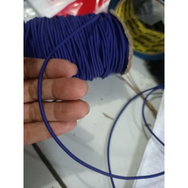 tali bulat elastis tali string elastis/tali karet bulat  3mm 13 warna( permeter)-Ungu 1
