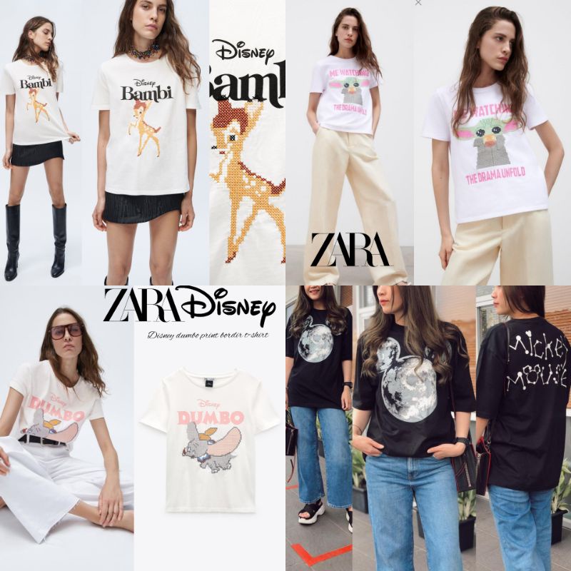 Zara Mickey Moon/Dumbo/Baby Yoda/Bambi bordir T-shirt