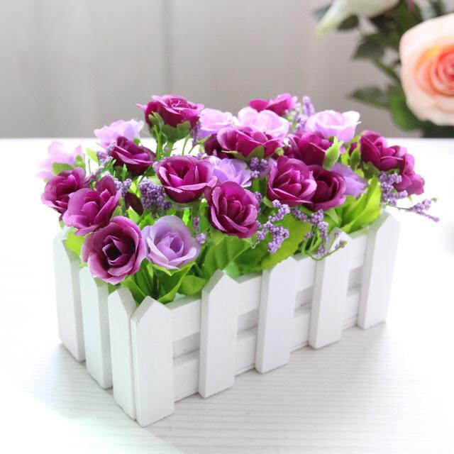 COD BUNGA PAGAR BUNGA MAWAR BUNGA PLASTIK ORNAMEN BUNGA TANAMAN HIAS PLASTIK DEKORASI RUMAH BP8822-UNGU