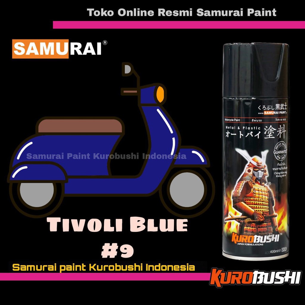 Samurai Paint TIVOLI BLUE  9 Warna Standar Biru Tua Cat Semprot Aerosol Samurai