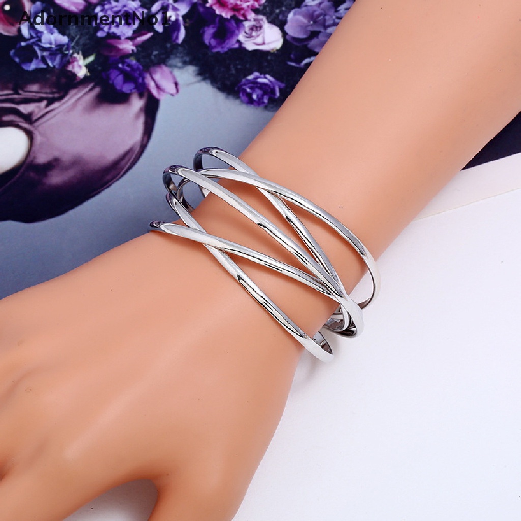 (AdornmentNo1) Gelang Tangan Terbuka Gaya Punk Vintage Multilayer Motif Geometri Aksen Hollow Untuk Wanita