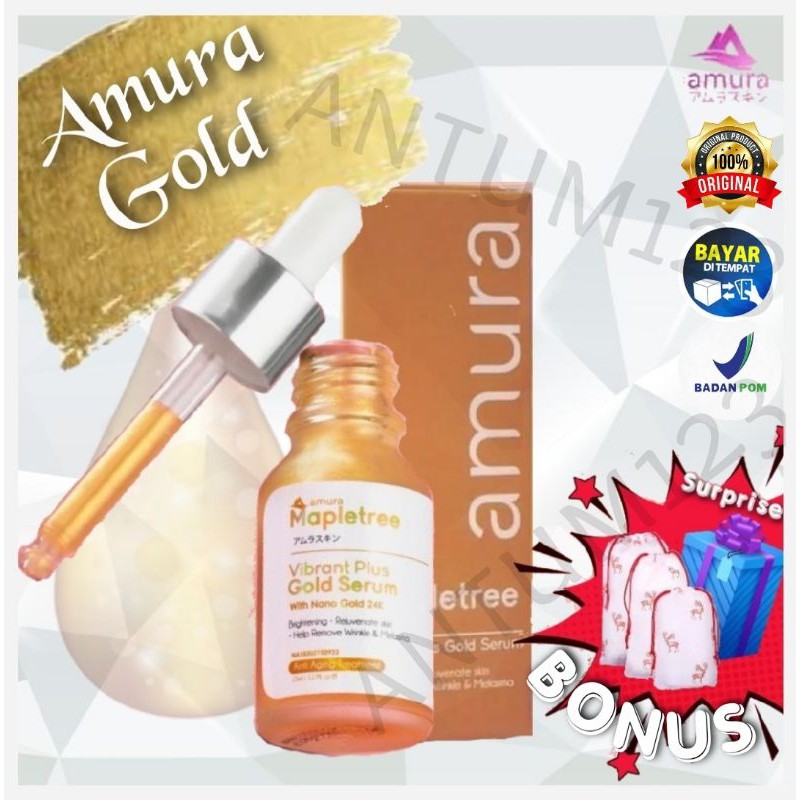SERUM GOLD AMURA ANTI AGING [ PEMUTIH / BRIGHTENING ]( BPOM )( asli 100%)(kemasan terbaru)( COD )