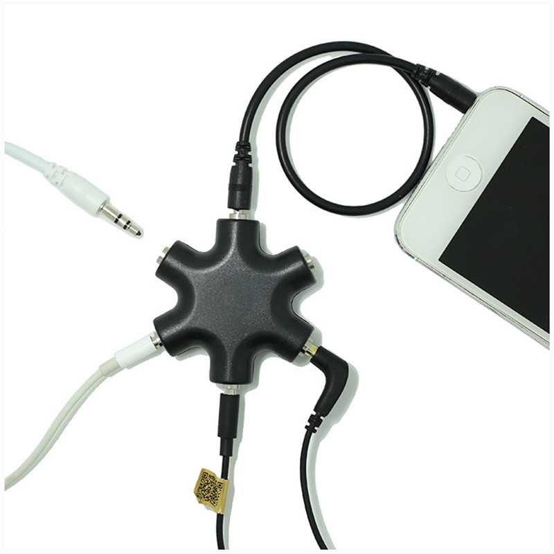 6 Way Ports Male to 5 Female Audio Earphone 3.5mm Jack Splitter