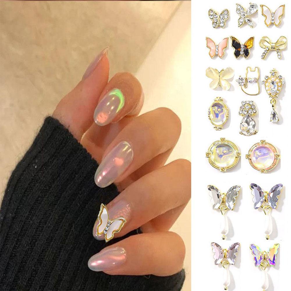 Nickolas1 DIY Nail Art Dekorasi 10pcs/Lot Manicure Aksesoris Kristal Kupu-Kupu Flash Aurora Butterfly