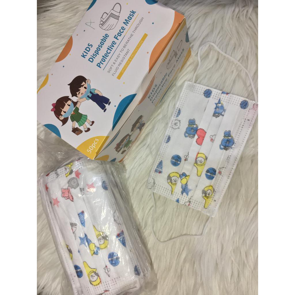 Masker Anak 3Ply Isi 50PCS Per Box/Motif K-Pop Import Real Pict AccFashion Murah