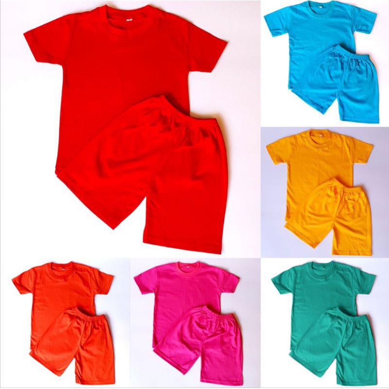 setcel anak polos / setelan celana pendek polos warna warni