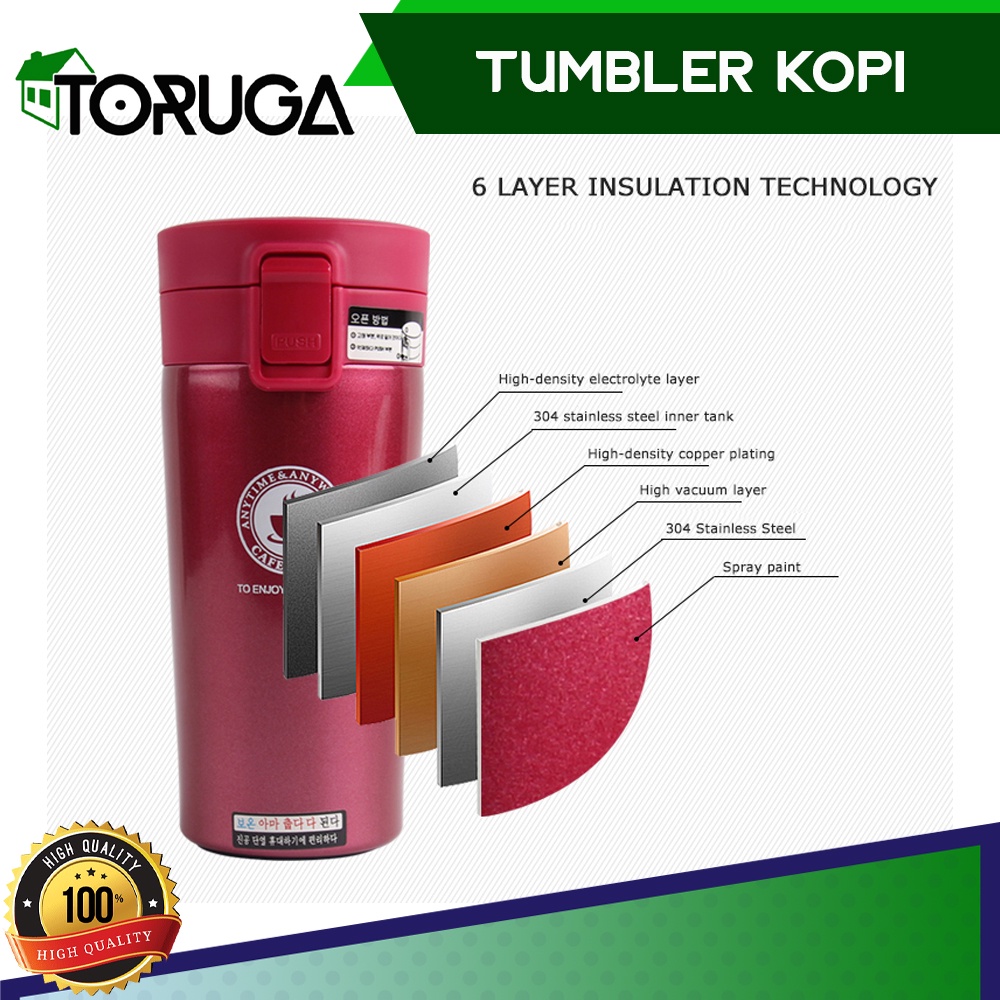 TERMOS KOPI VACUUM TUMBLER TEMPAT BOTOL MINUM GELAS PANAS DINGIN