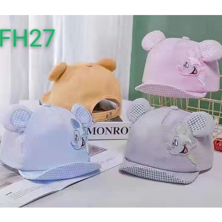 Topi Bayi Karakter Laki Laki Perempuan Model Apollo Usia New Born 0 - 3 Tahun Kualitas Terbaik Motif Kucing Rabbit Dino Micky Mouse