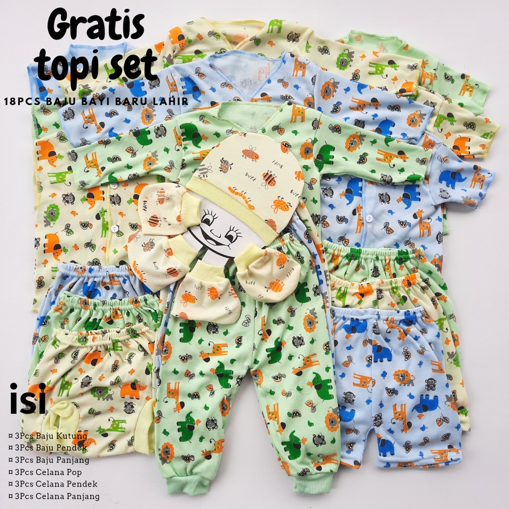 Paket Hemat Perlengkapan Bayi 18 Pcs Baju Celana Bayi Baru Lahir Komplit Lahiran Baby Newborn Murah