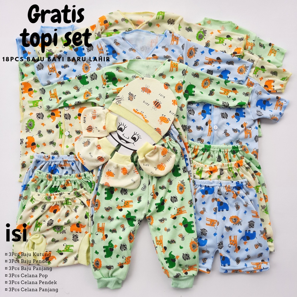 Paket Perlengkapan Melahirkan 18pcs Baju Celana Bayi Baru Lahir Komplit Lahiran Baby Newborn Lengkap Murah