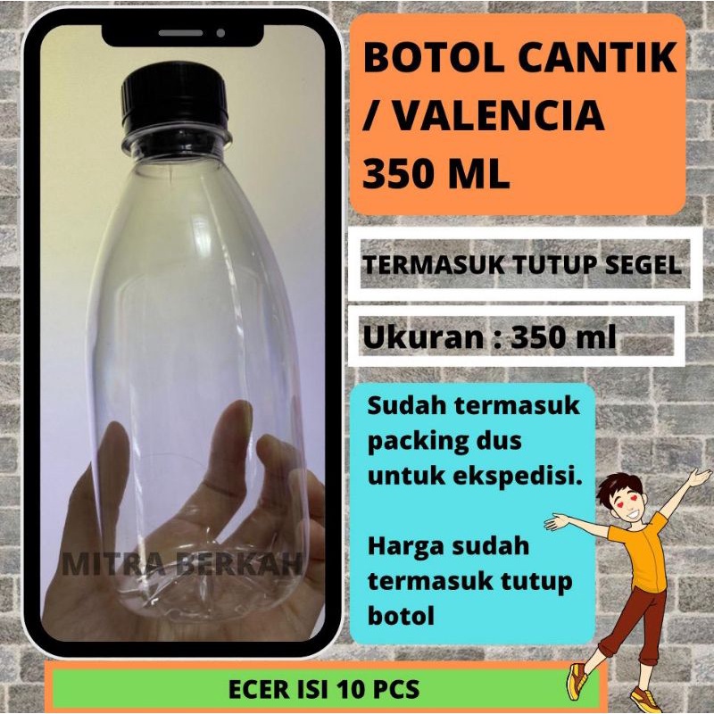 Botol cantik 350ml | Botol plastik ECERAN isi 10 pcs