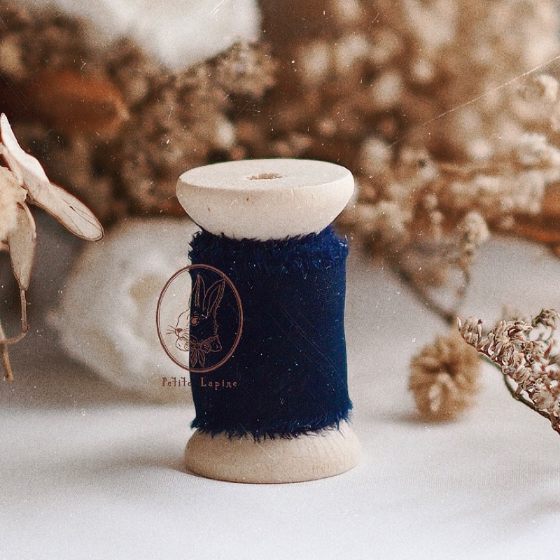 

Silk Ribbon Navy *TANPA ROLL KAYU*| Wedding Styling Calligraphy Ribbon | Pita | Navy by Petite Lapine