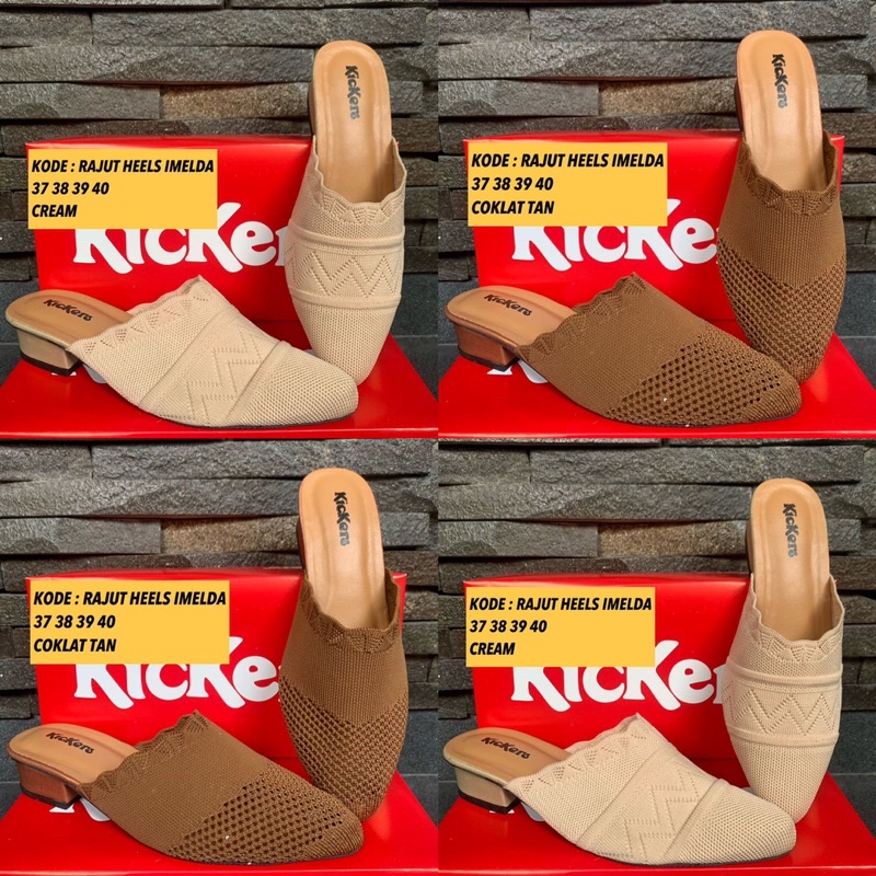 SANDAL HIGHHEELS SLOP RAJUT  MODEL ANDIN IKATAN CINTA TERBARU TERLARIS HEELS IMELDA