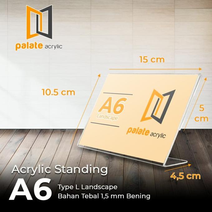 

Acrylic / Akrilik Tent Card A6 L LANDSCAPE / No Meja / Menu / 1,5mm