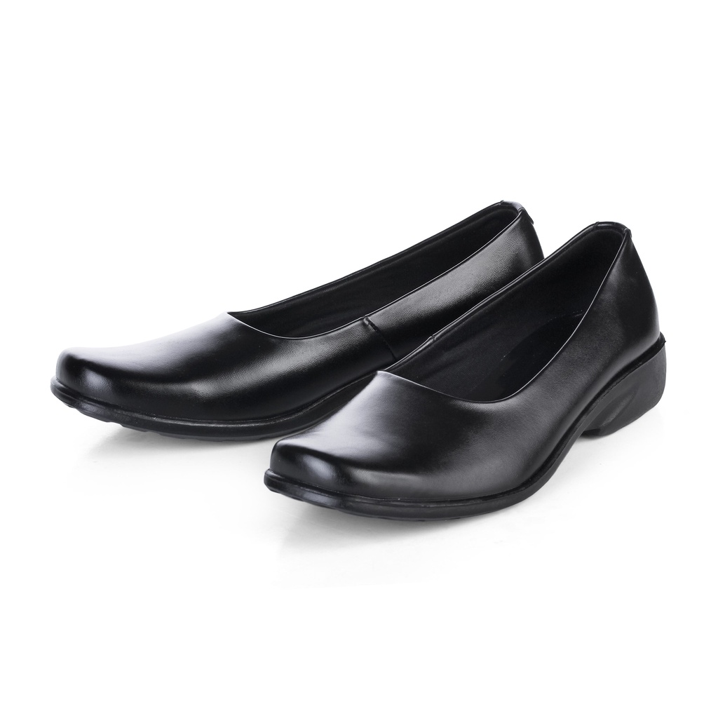 Sepatu Kerja Wanita Slip On Casual Hitam Sepatu Resmi Polos Simple Minimalis Sol Rata Anti Slip VLY31