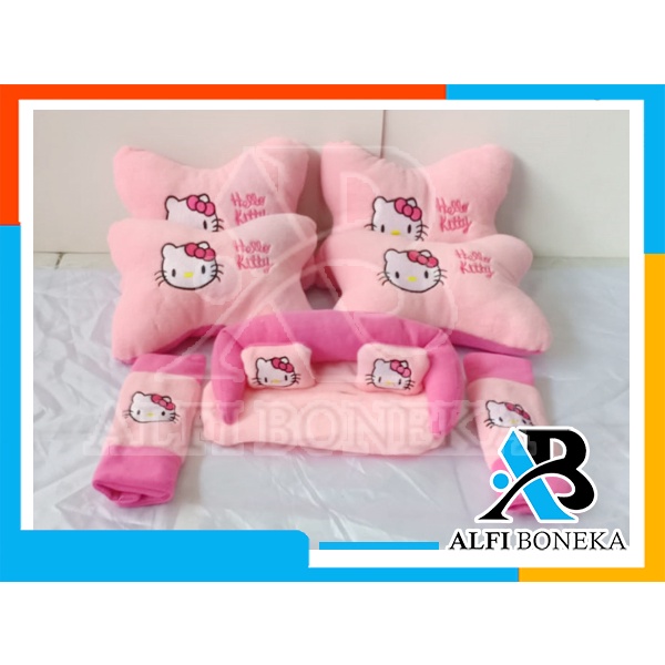 Paket Bantal Mobil dan bantal leher - Bantal sandar Mobil set murah - bantal mobil 7in1 boneka lucu