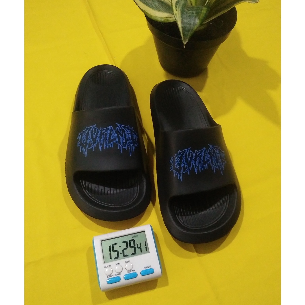 Sandal OVERLIMIT EVA Premium karet slop anti selip slip on Korean style Sendal Santai Pantai Indoor Cewek Cowok METAL FONT